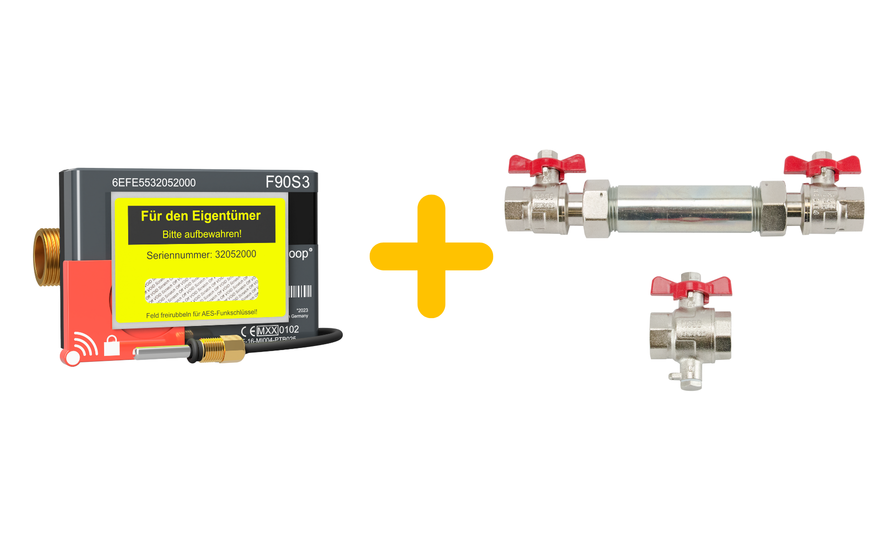 Bundle Funk-Wärmezähler Qp1,5 (OMS) mit Einbausatz F90S3 DN15mm 110mm